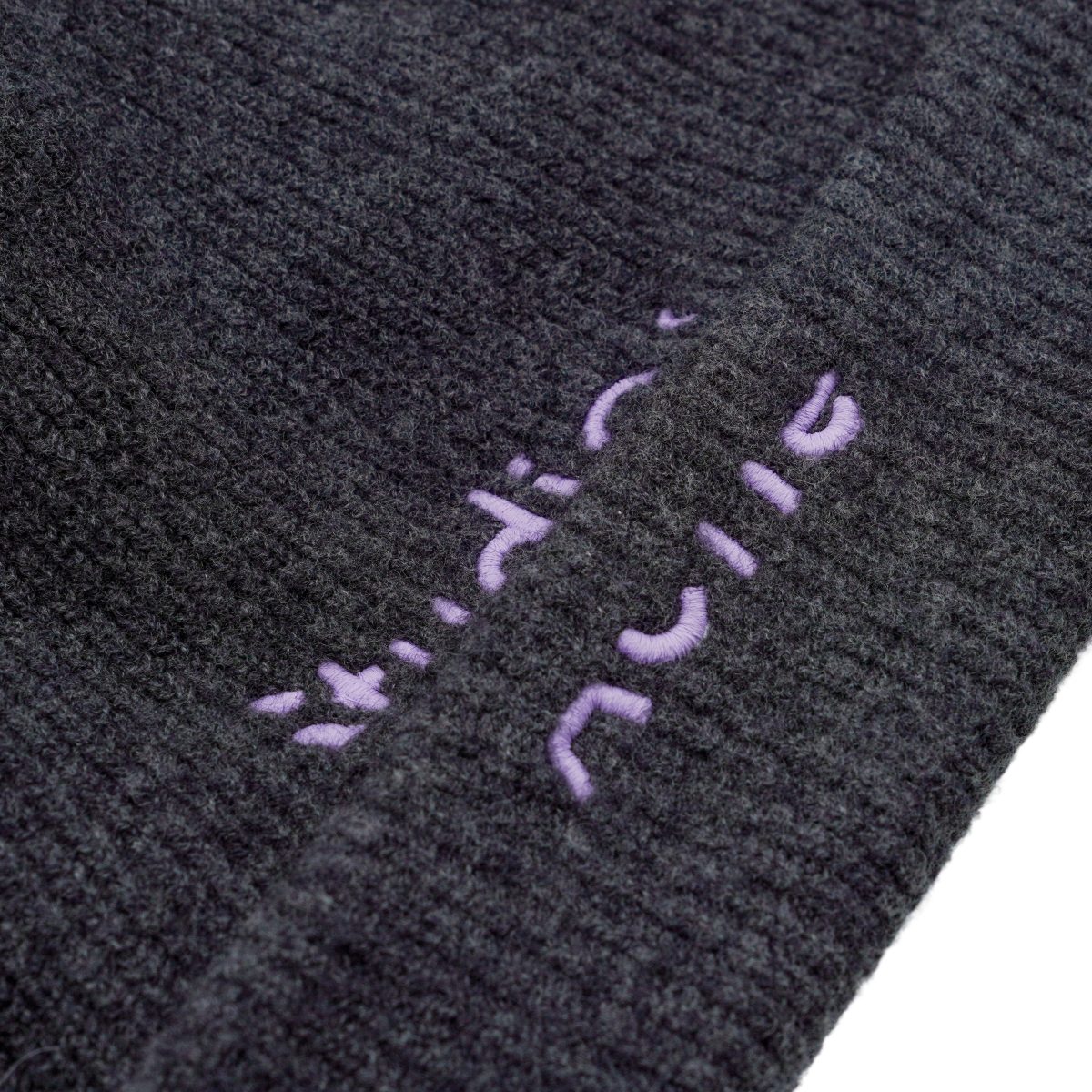 Acne Studios Dark Gray Wool Knit Embroidered Logo Beanie Hat — photo 3