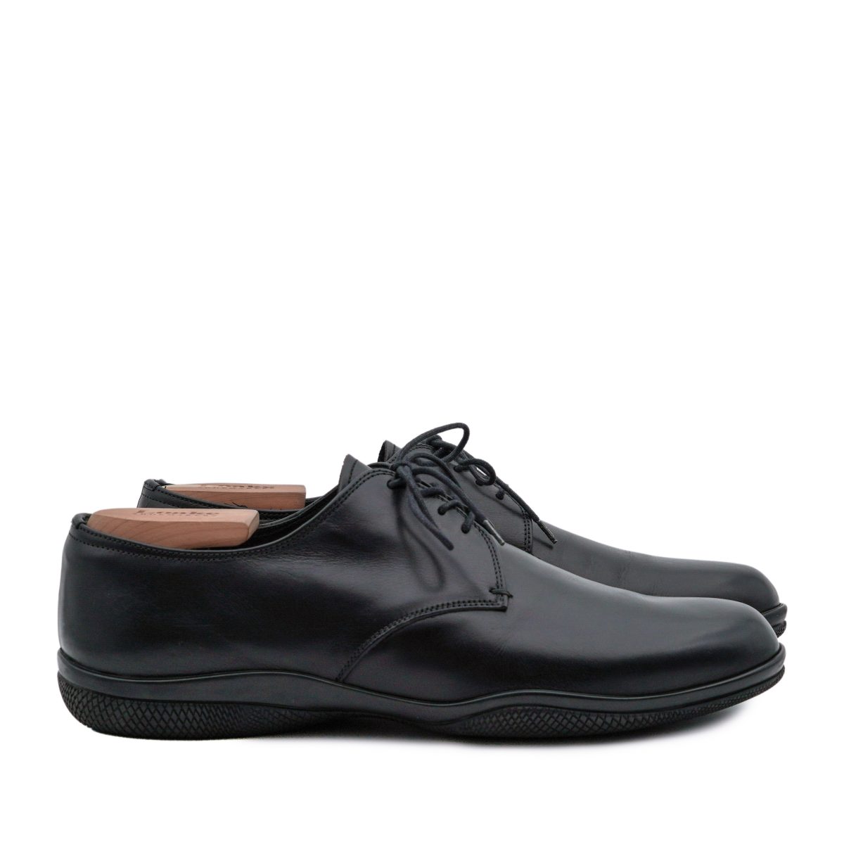Vintage Prada Men's Black Smooth Leather Derby Formal Shoes — photo 3