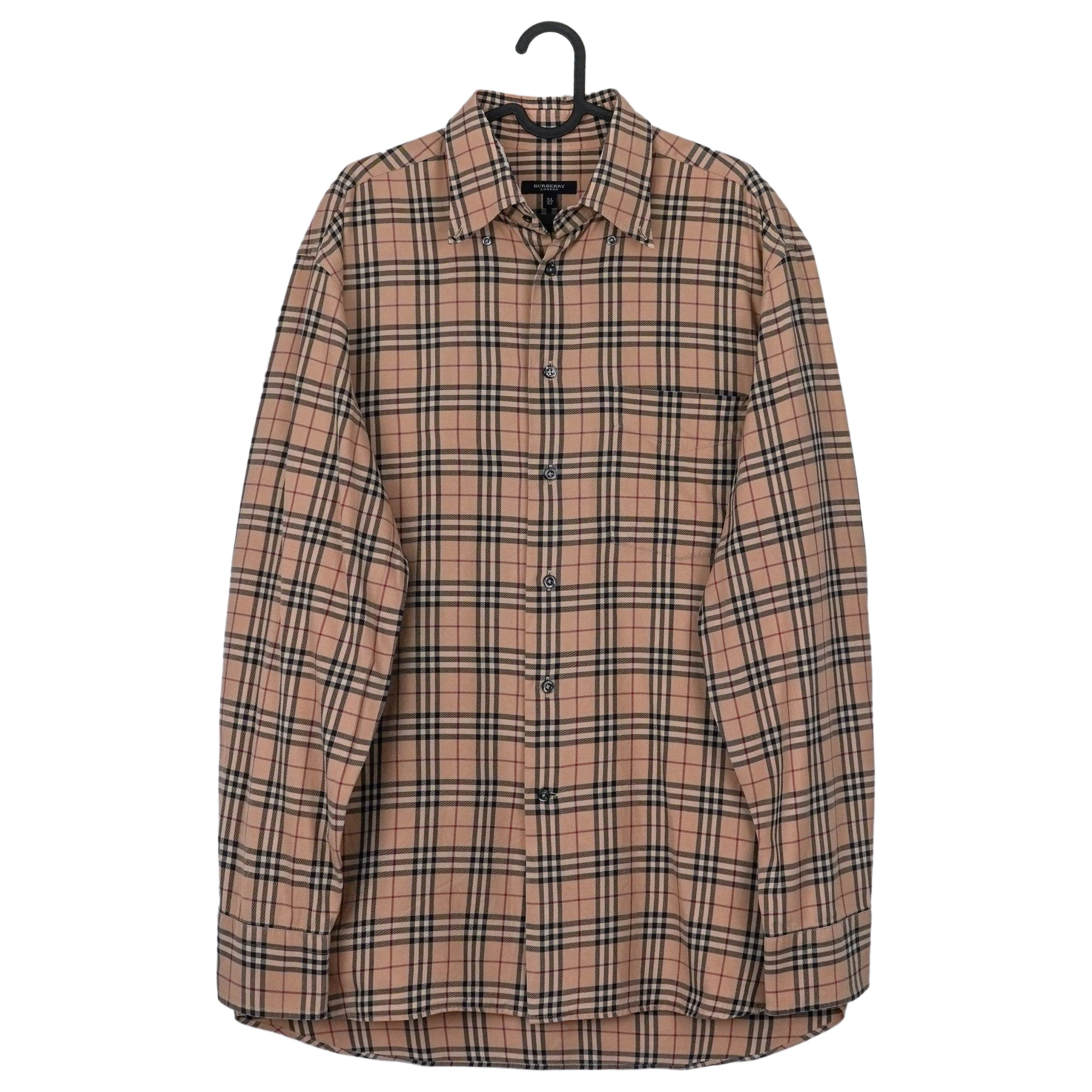 Burberry London Beige Nova Check Plaid Button Down Shirt