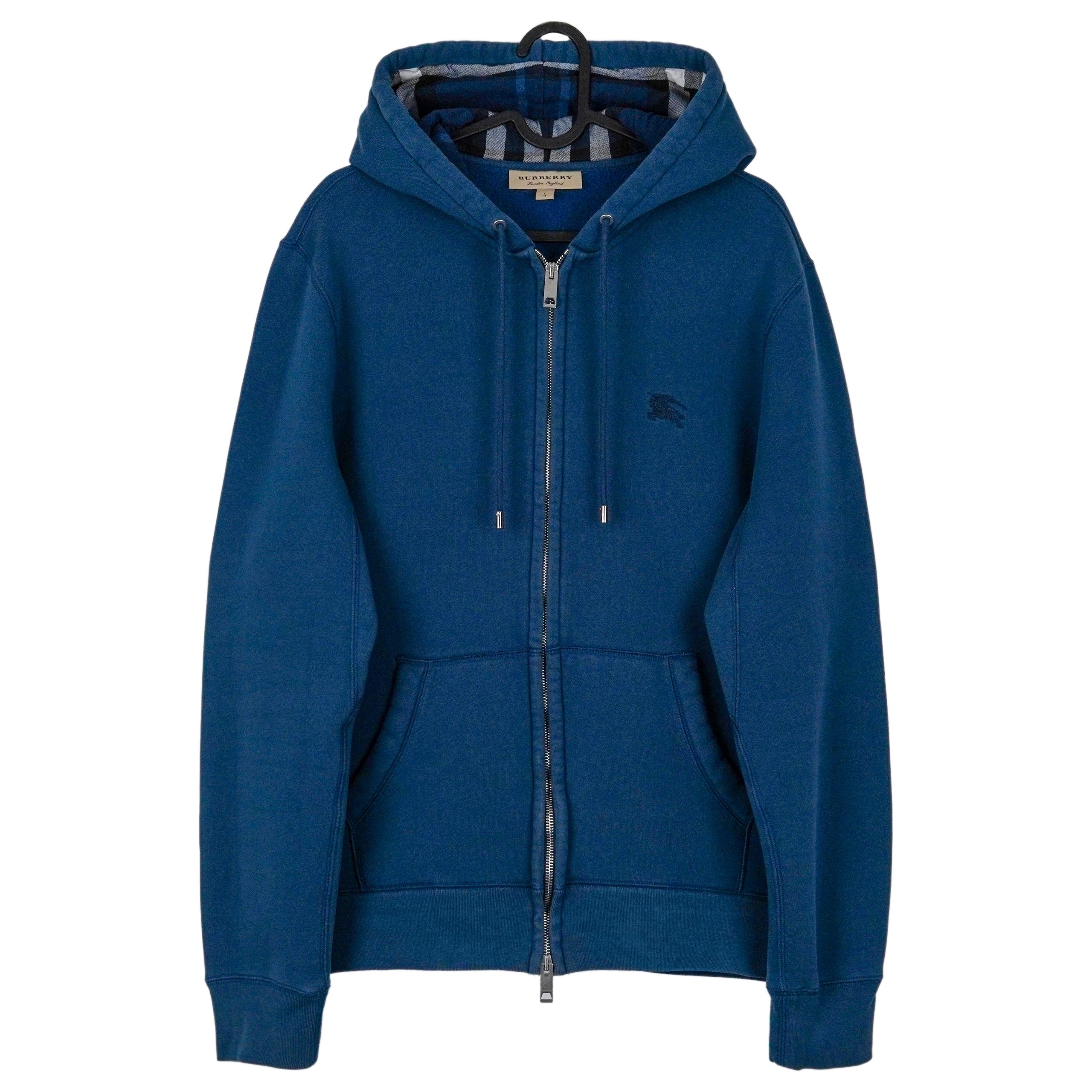 Burberry Claredon Blue Embroidered Logo Hoodie Sweatshirt