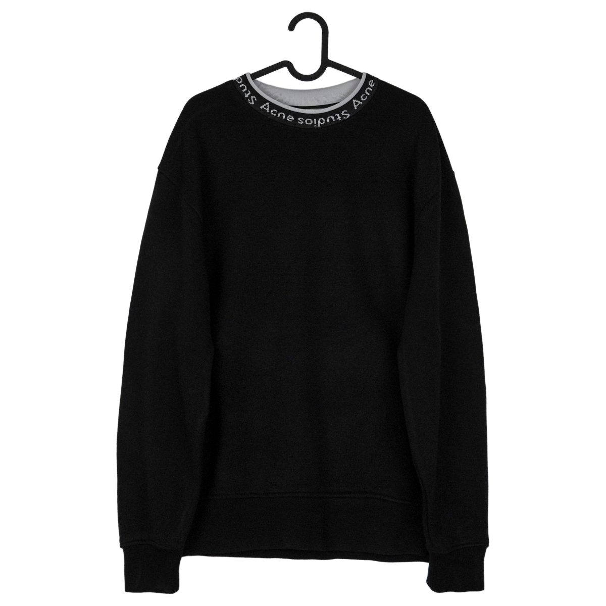 Acne Studios Black Viscose Blend Logo Collar Sweatshirt