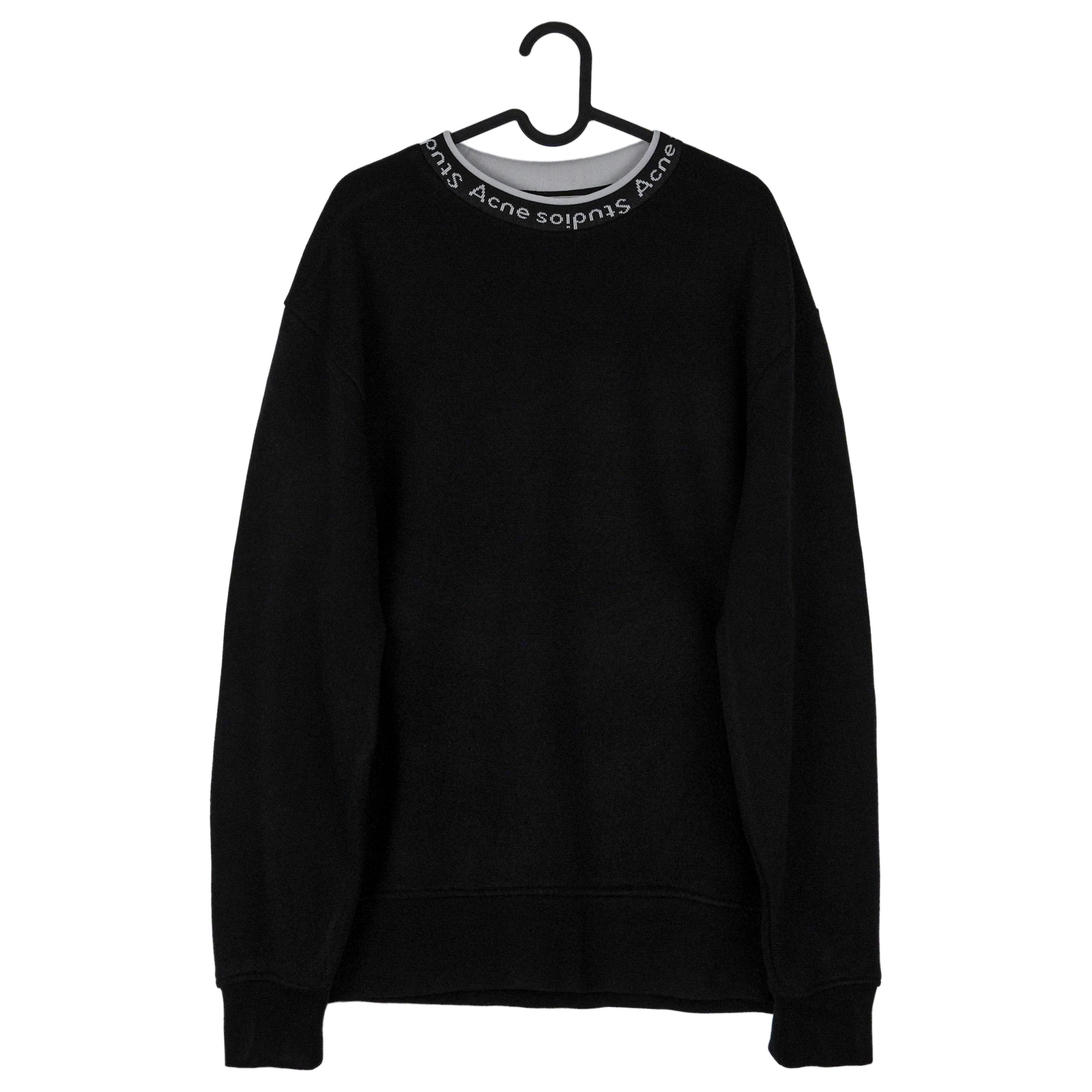 Acne Studios Black Viscose Blend Logo Collar Sweatshirt
