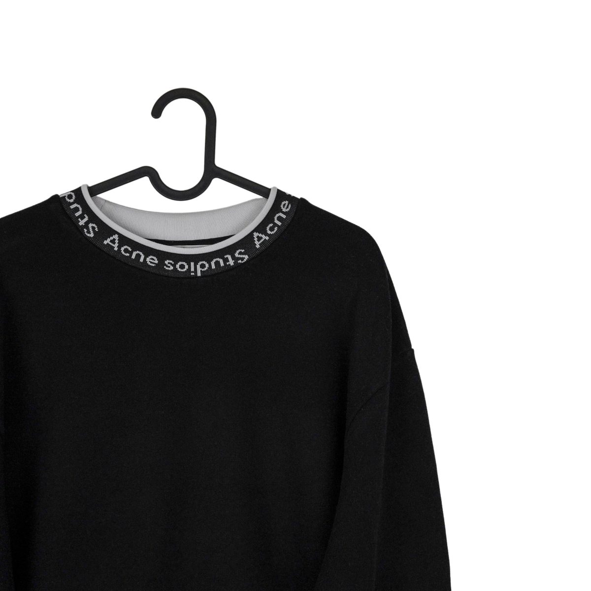 Acne Studios Black Viscose Blend Logo Collar Sweatshirt — photo 4
