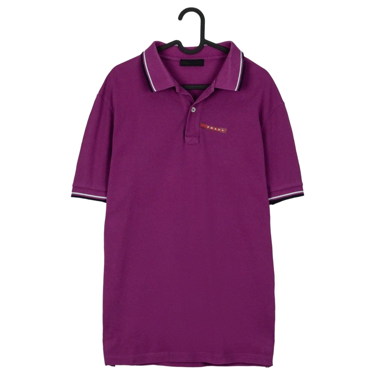 Prada Milano 2015 Purple Short Sleeve Tab Logo Polo Shirt