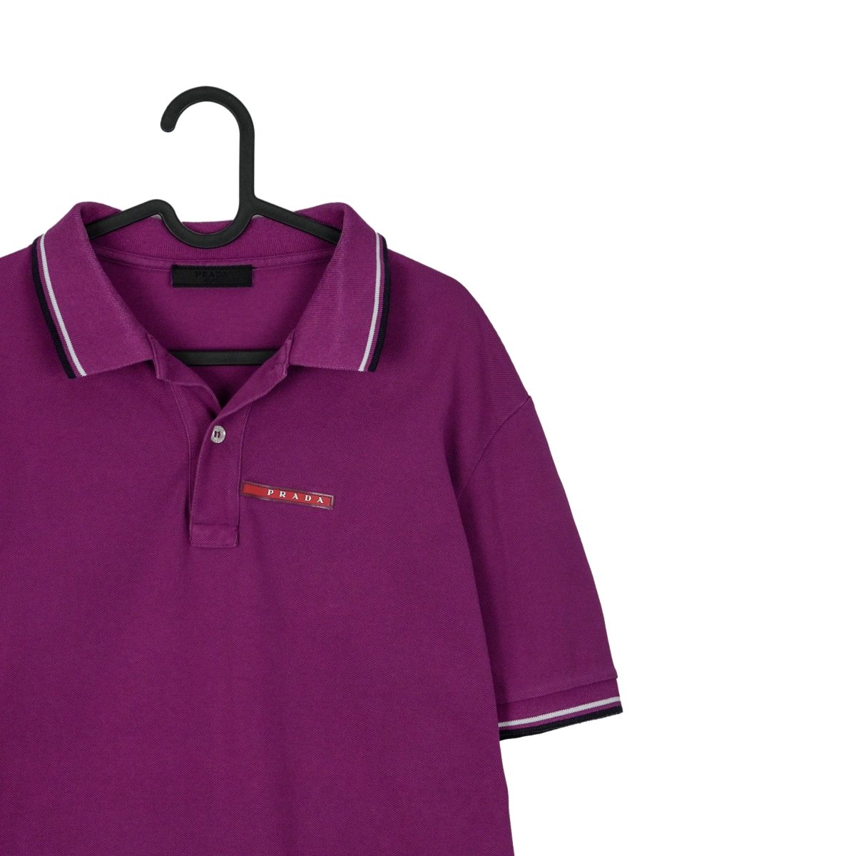 Prada Milano 2015 Purple Short Sleeve Tab Logo Polo Shirt — photo 2
