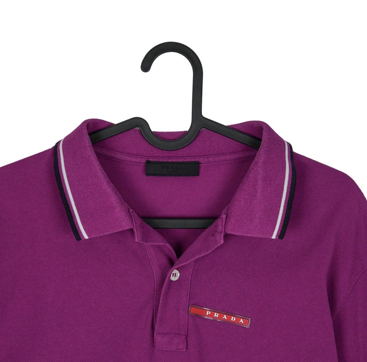 Prada Milano 2015 Purple Short Sleeve Tab Logo Polo Shirt — photo 3