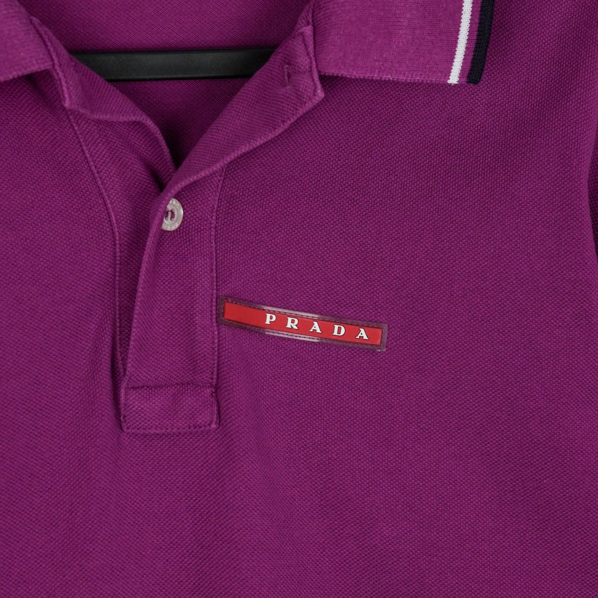 Prada Milano 2015 Purple Short Sleeve Tab Logo Polo Shirt — photo 4