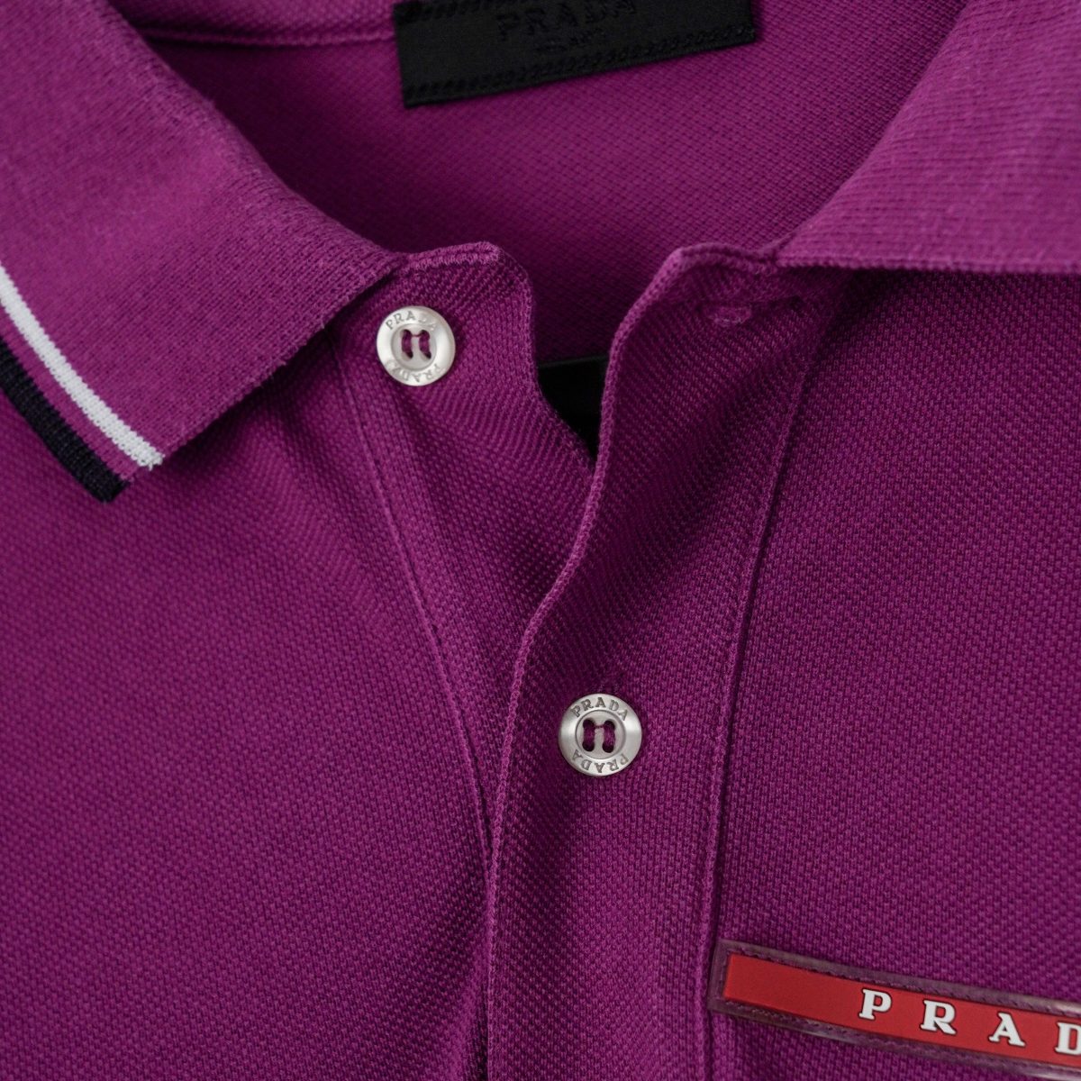 Prada Milano 2015 Purple Short Sleeve Tab Logo Polo Shirt — photo 6