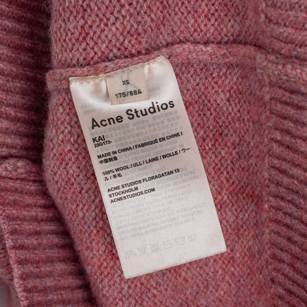 Acne Studios Dusty Pink Wool Knit Crewneck Womens Sweater — photo 7