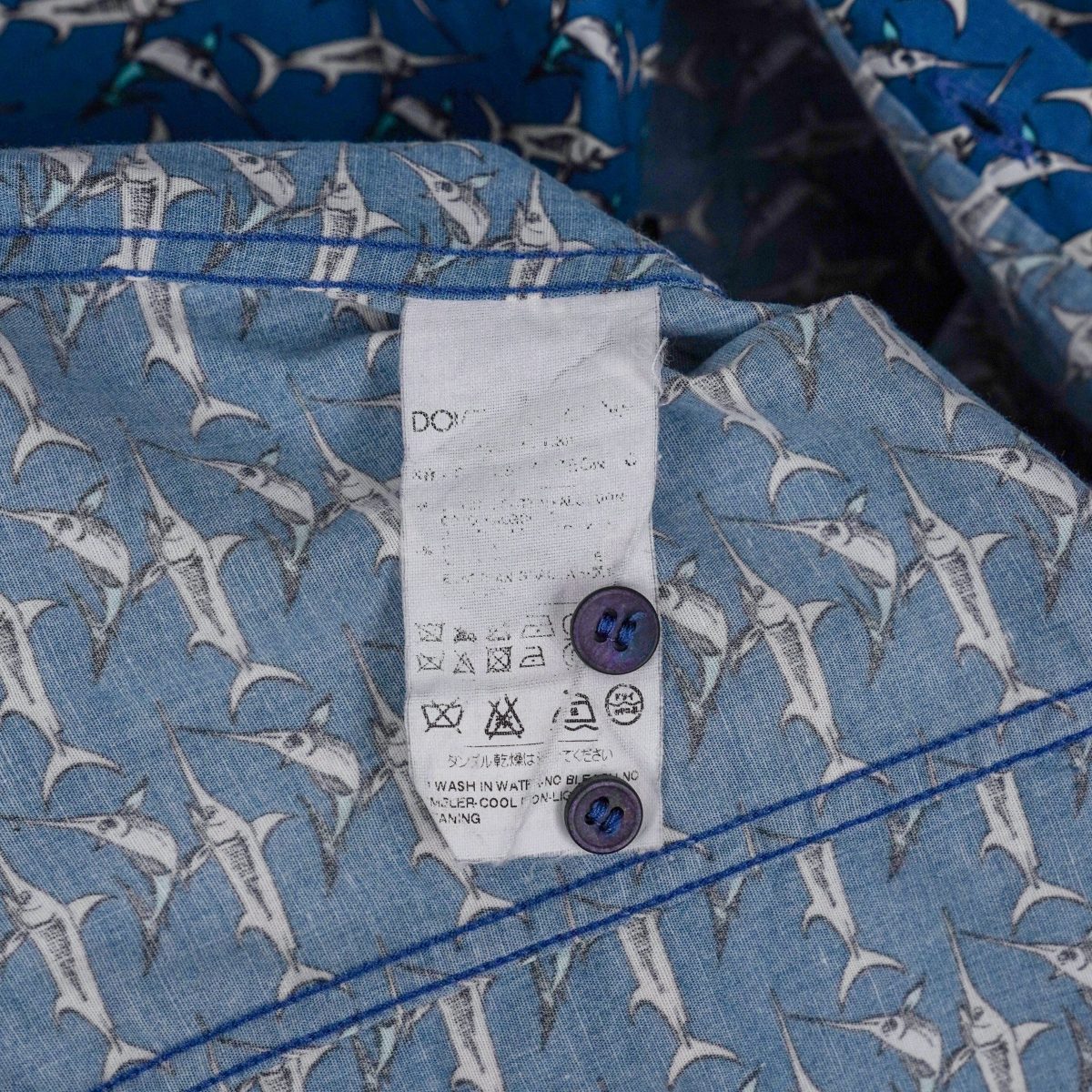 Dolce Gabbana Sicilia Blue Swordfish Print Long Sleeve Shirt — photo 8