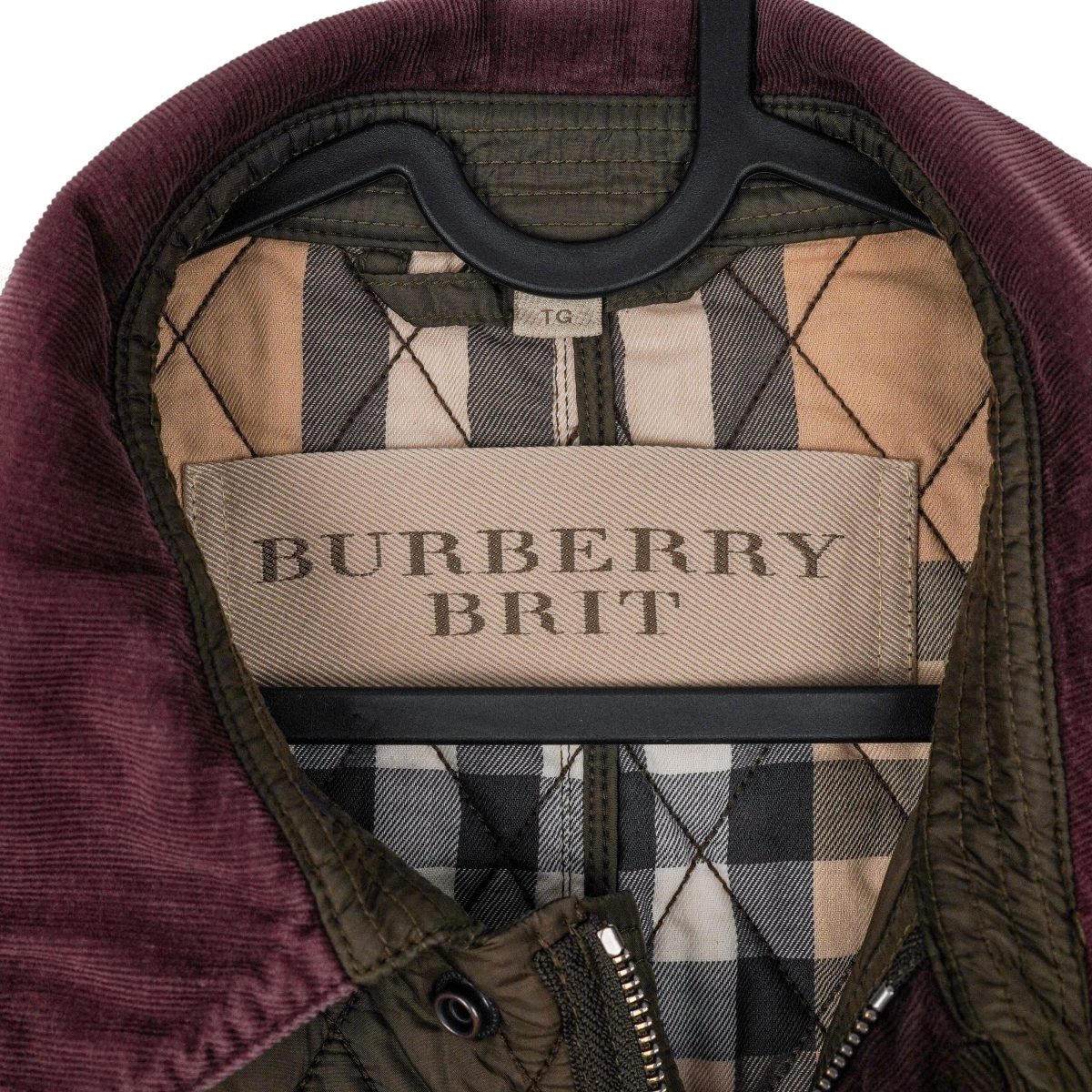 Burberry Brit Khaki Green Diamond Quilted Nova Check Jacket — photo 12