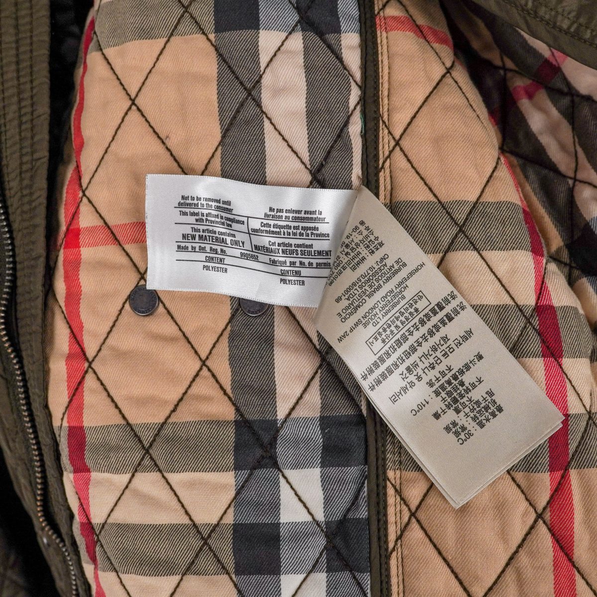 Burberry Brit Khaki Green Diamond Quilted Nova Check Jacket — photo 14