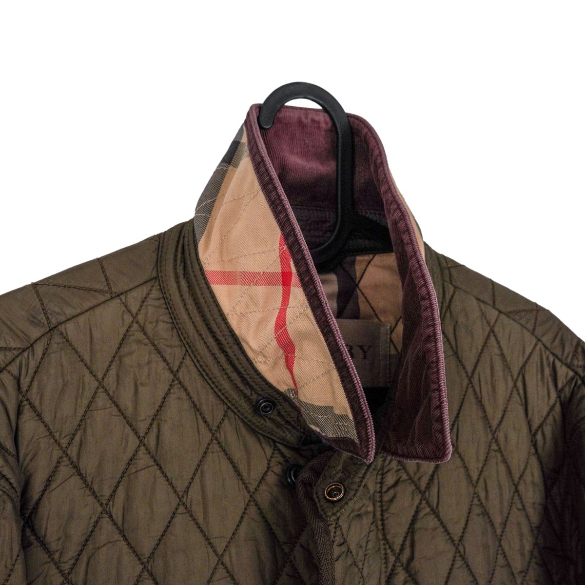 Burberry Brit Khaki Green Diamond Quilted Nova Check Jacket — photo 5