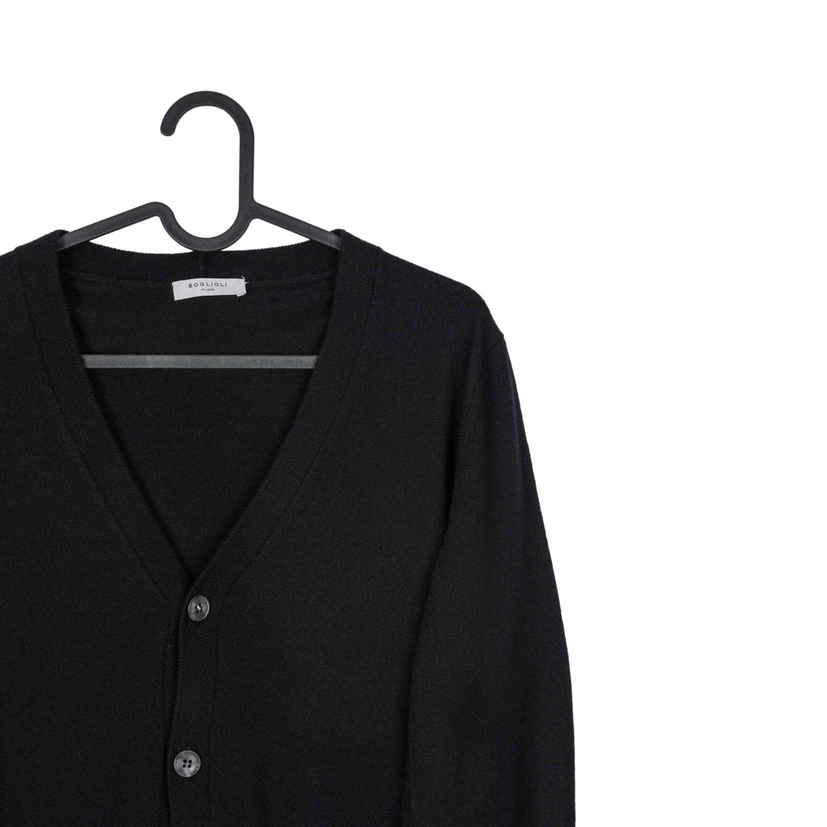 Boglioli Milano Black Wool Knit Lightweight Cardigan Sweater — photo 4