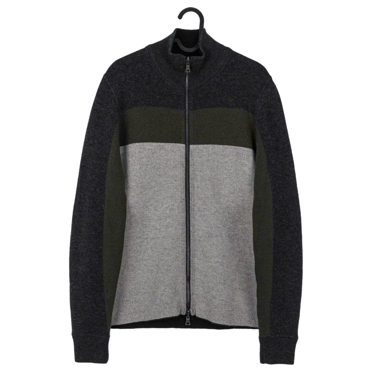 Prada Milano Black Gray Wool Knit Reverse Double Zip Sweater — photo 6