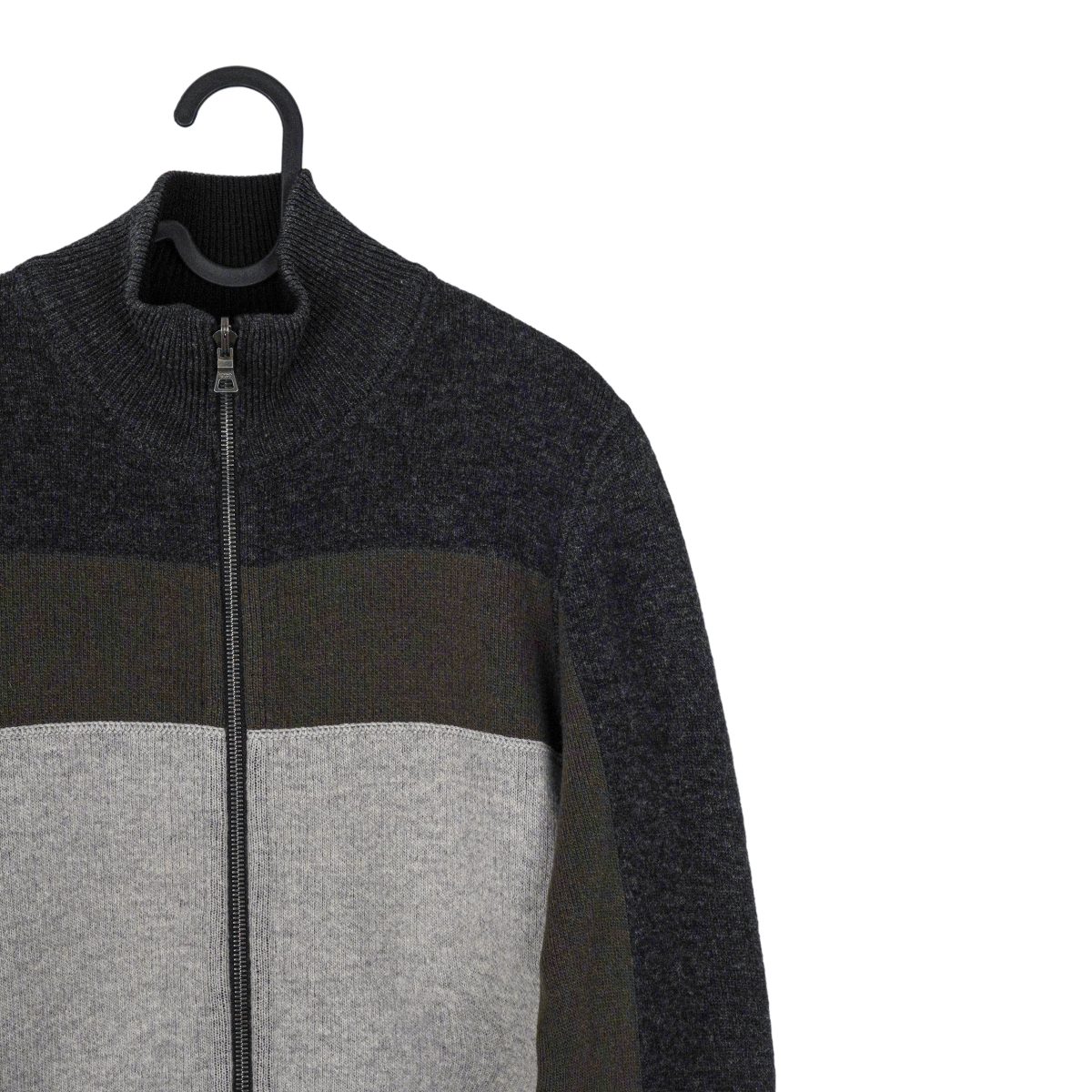 Prada Milano Black Gray Wool Knit Reverse Double Zip Sweater — photo 8