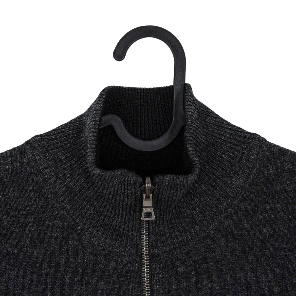Prada Milano Black Gray Wool Knit Reverse Double Zip Sweater — photo 3