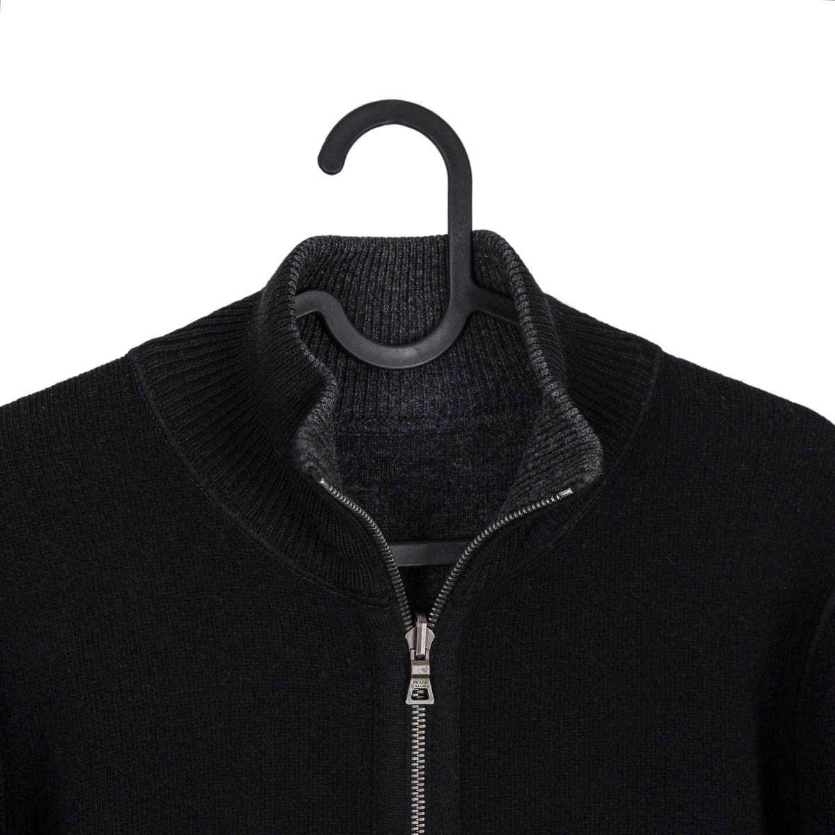Prada Milano Black Gray Wool Knit Reverse Double Zip Sweater — photo 4