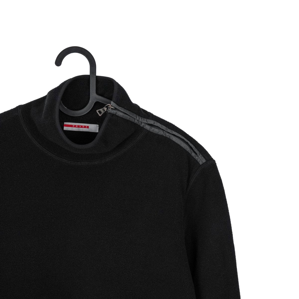 Prada Linea Rossa Black Fleece Zip Pocket Logo Sweatshirt — photo 2