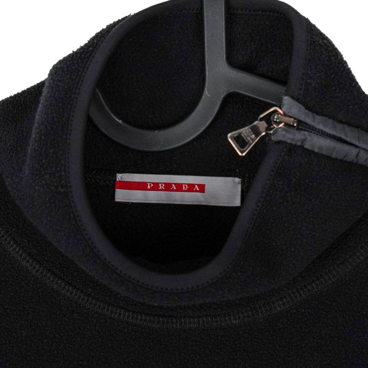 Prada Linea Rossa Black Fleece Zip Pocket Logo Sweatshirt — photo 4