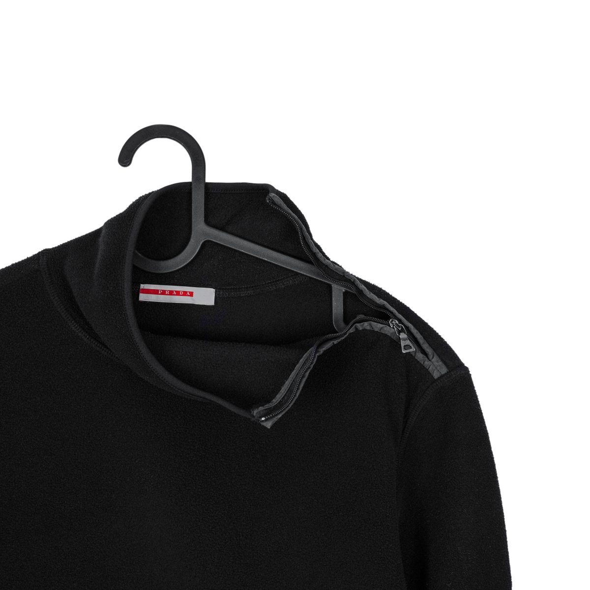 Prada Linea Rossa Black Fleece Zip Pocket Logo Sweatshirt — photo 3