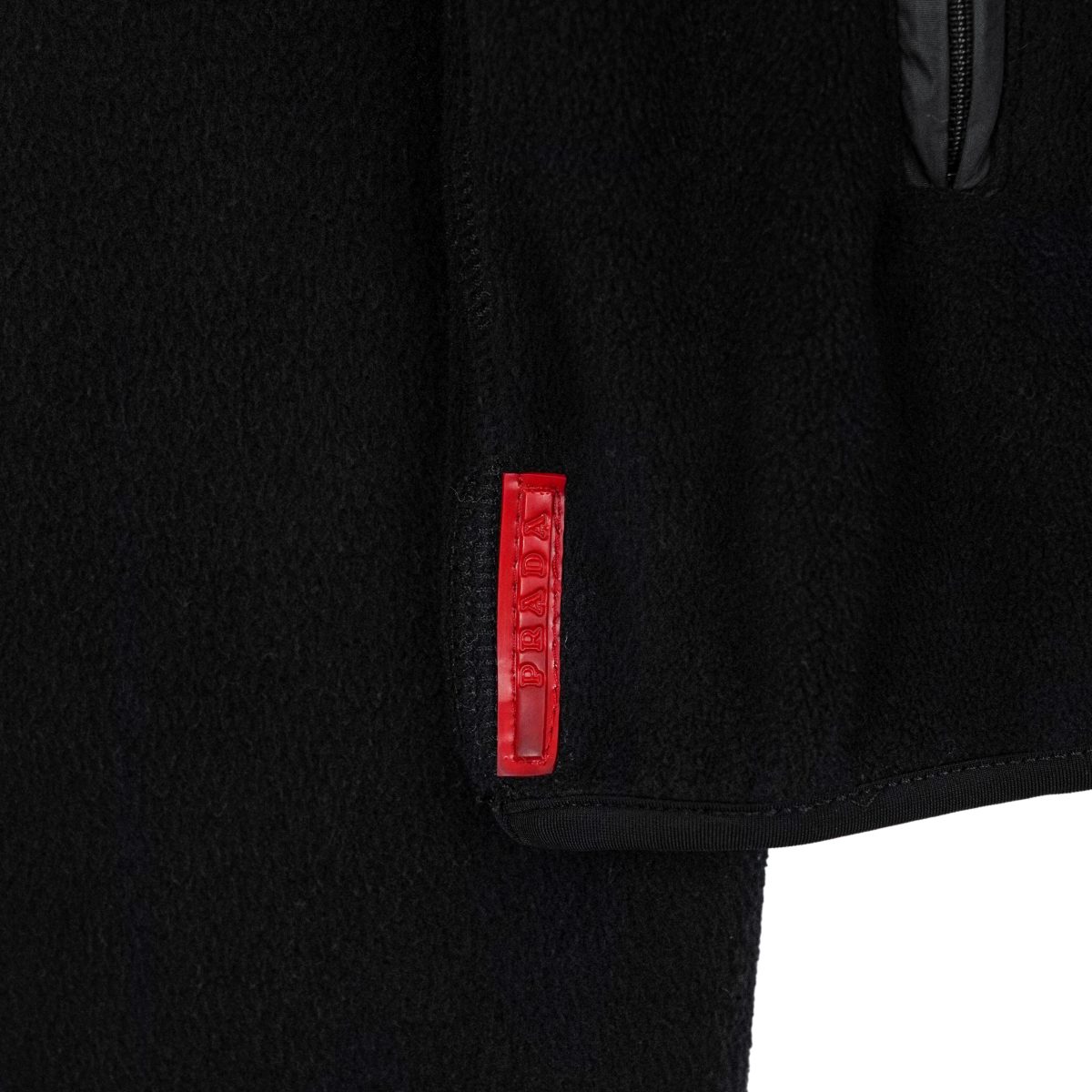 Prada Linea Rossa Black Fleece Zip Pocket Logo Sweatshirt — photo 7