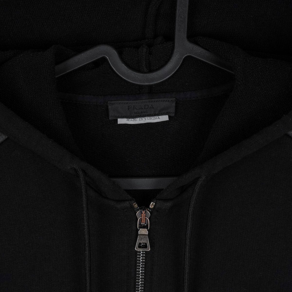 Prada AW2010 Black Leather Sleeve Riri Zip Sweatshirt Hoodie — photo 5