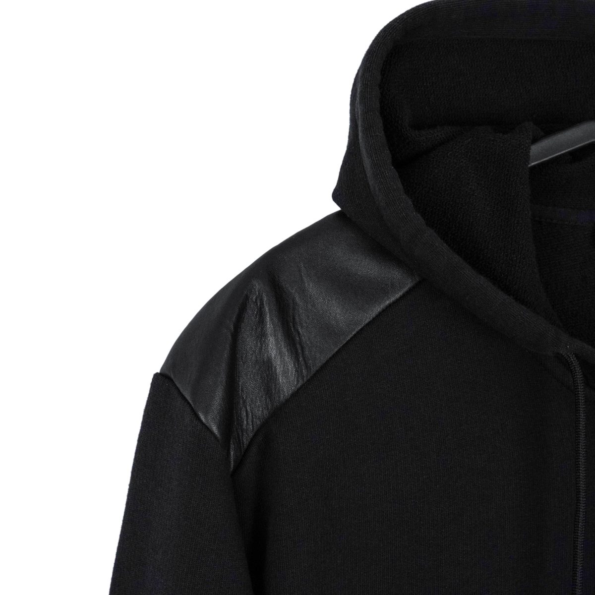 Prada AW2010 Black Leather Sleeve Riri Zip Sweatshirt Hoodie — photo 7