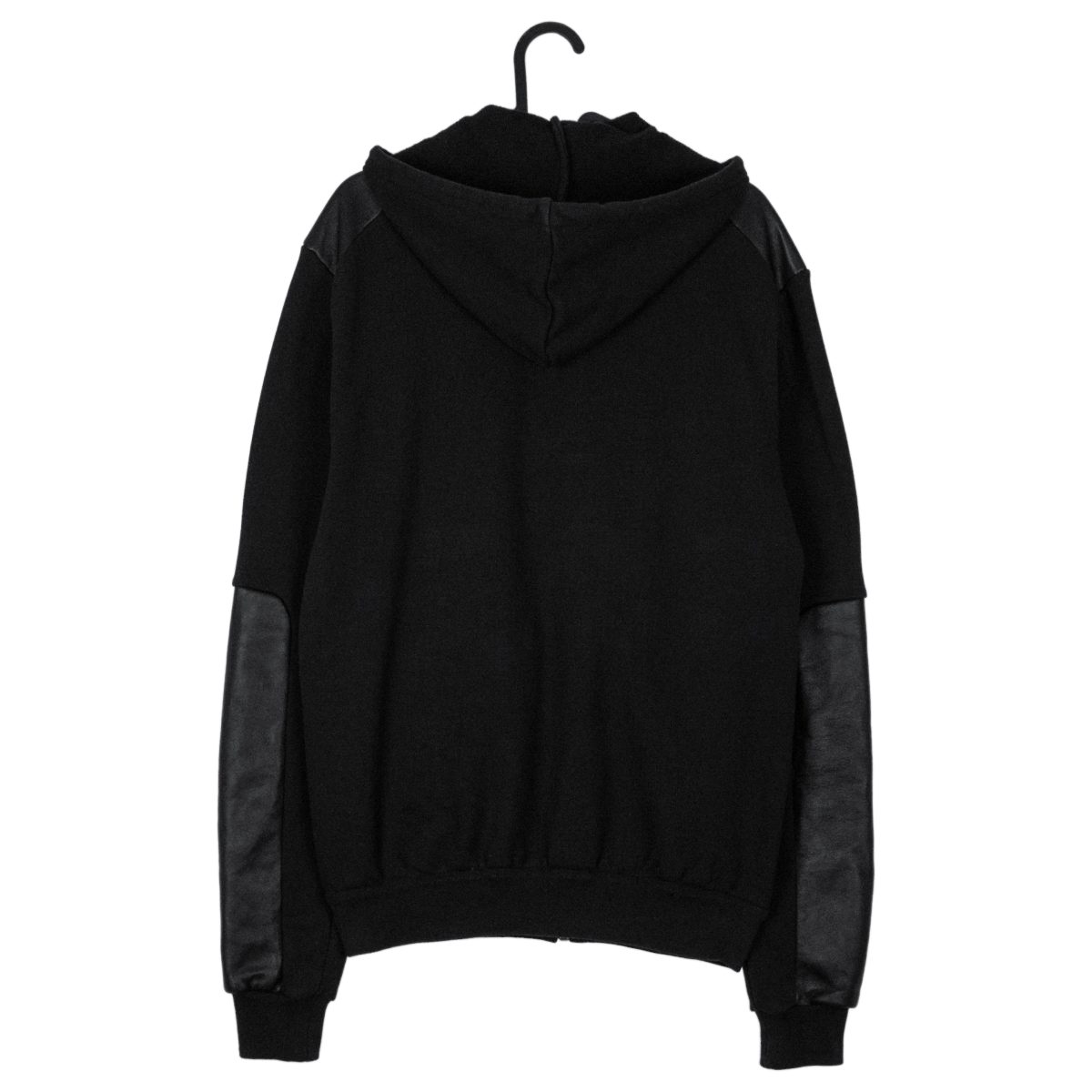 Prada AW2010 Black Leather Sleeve Riri Zip Sweatshirt Hoodie — photo 2