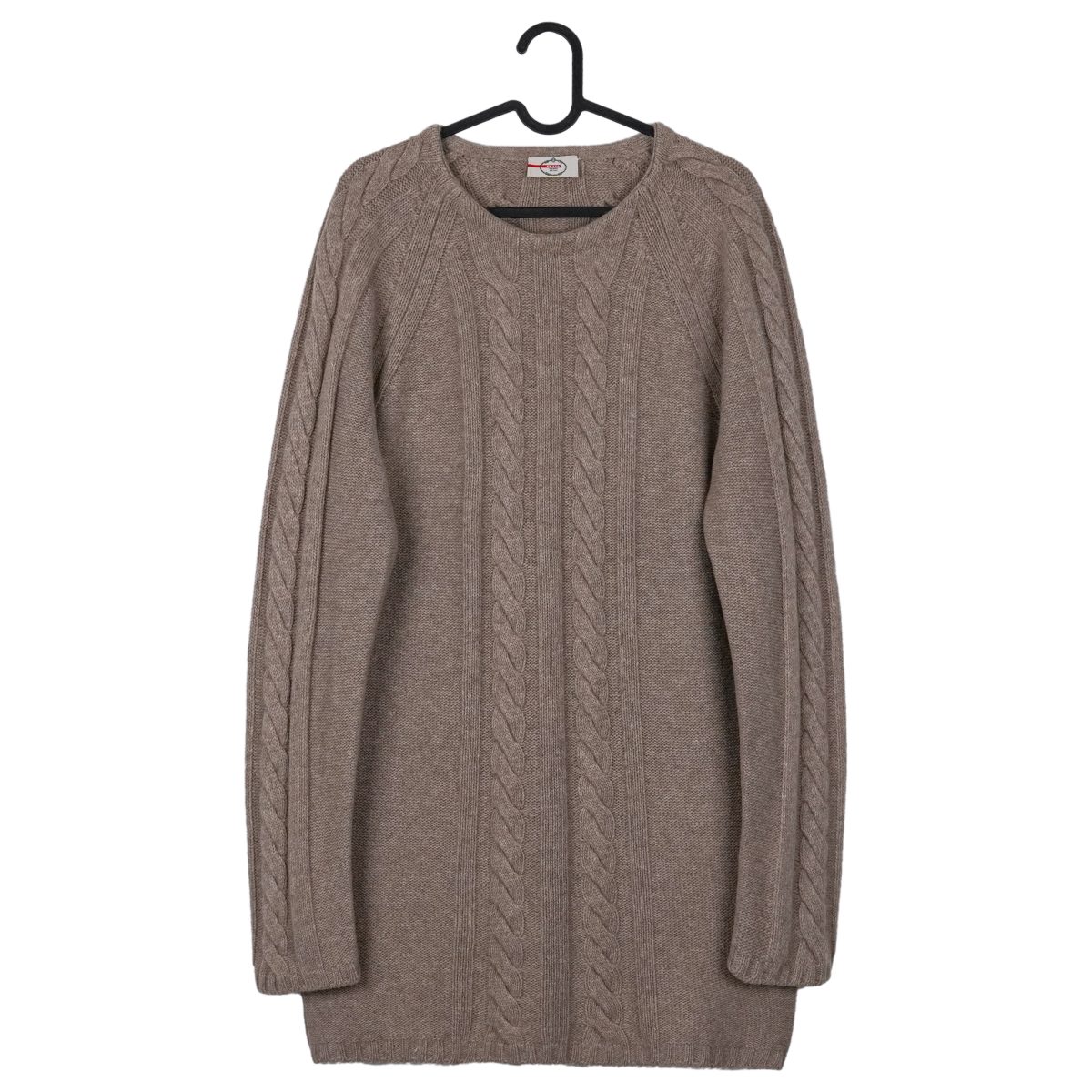 Prada Milano Cashmere Brown Cable Knit Wool Womens Sweater