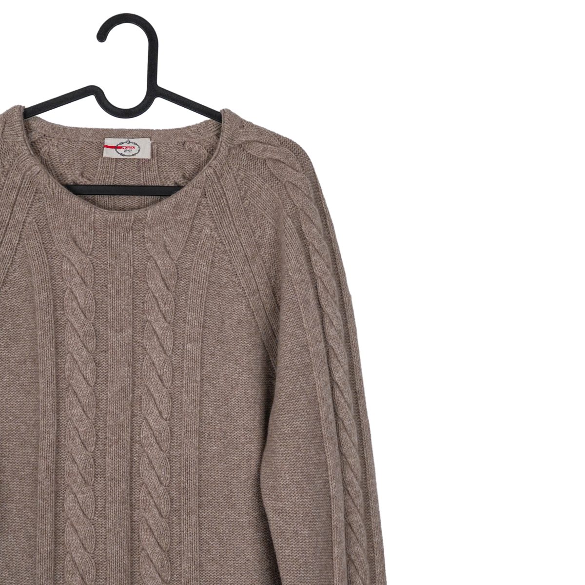 Prada Milano Cashmere Brown Cable Knit Wool Womens Sweater — photo 4