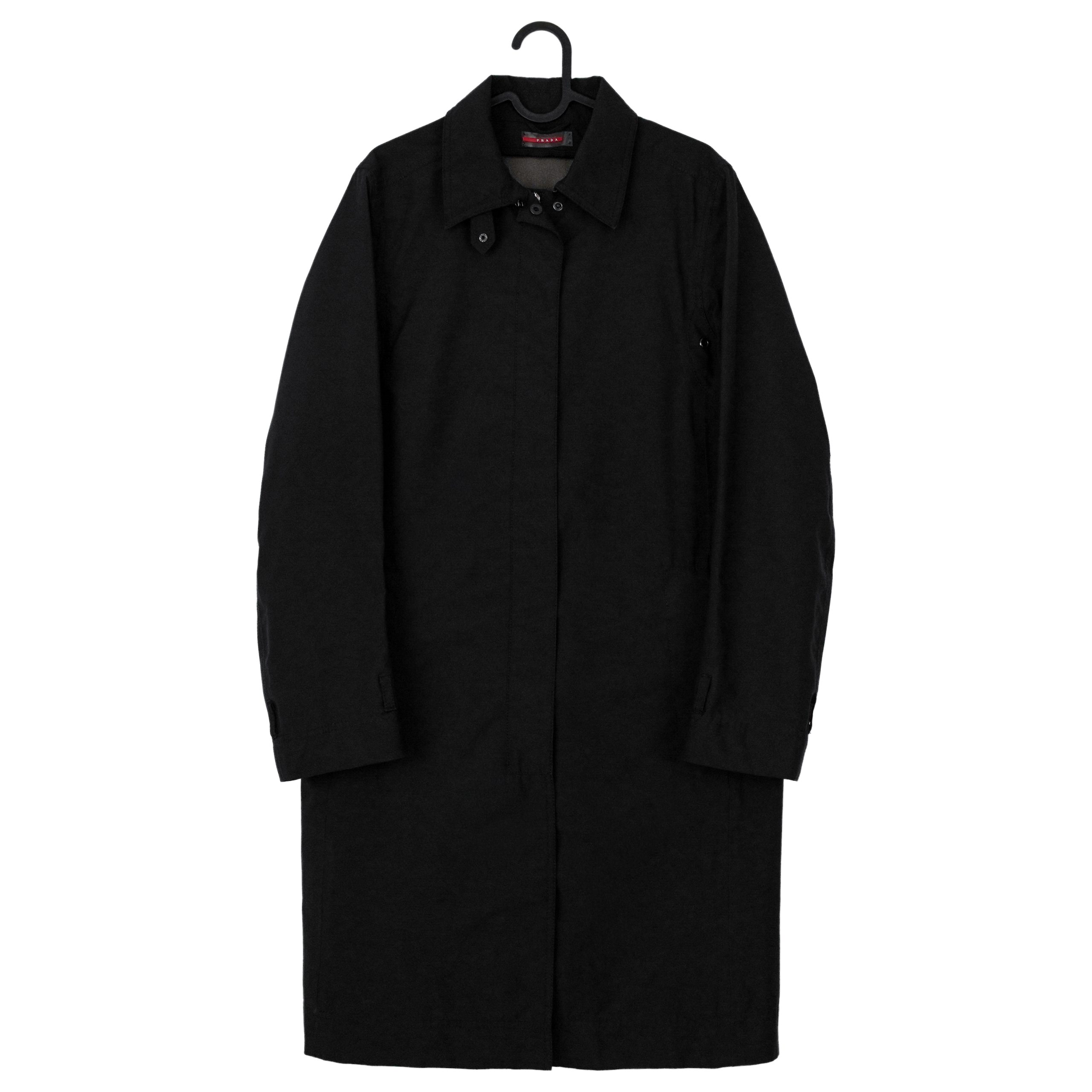 Prada Trench Donna Black Nylon Gore Tex Womens Coat Jacket