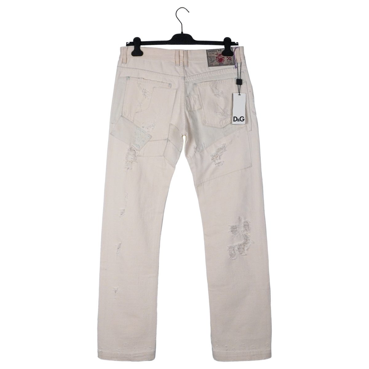 Dolce Gabbana White Distressed Patchwork Denim Pants Jeans — photo 2