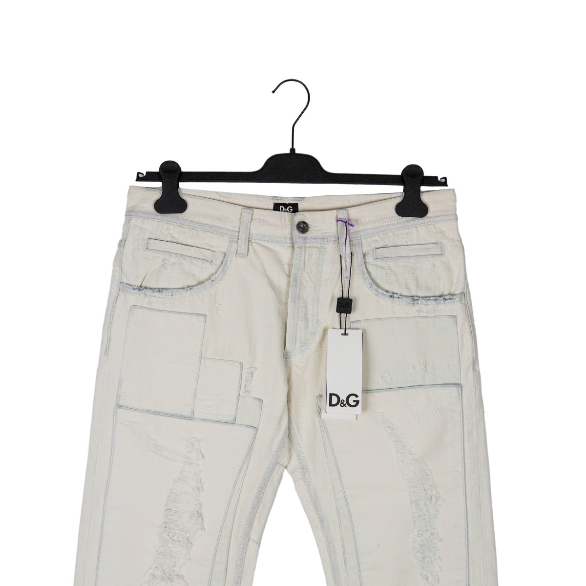 Dolce Gabbana White Distressed Patchwork Denim Pants Jeans — photo 3