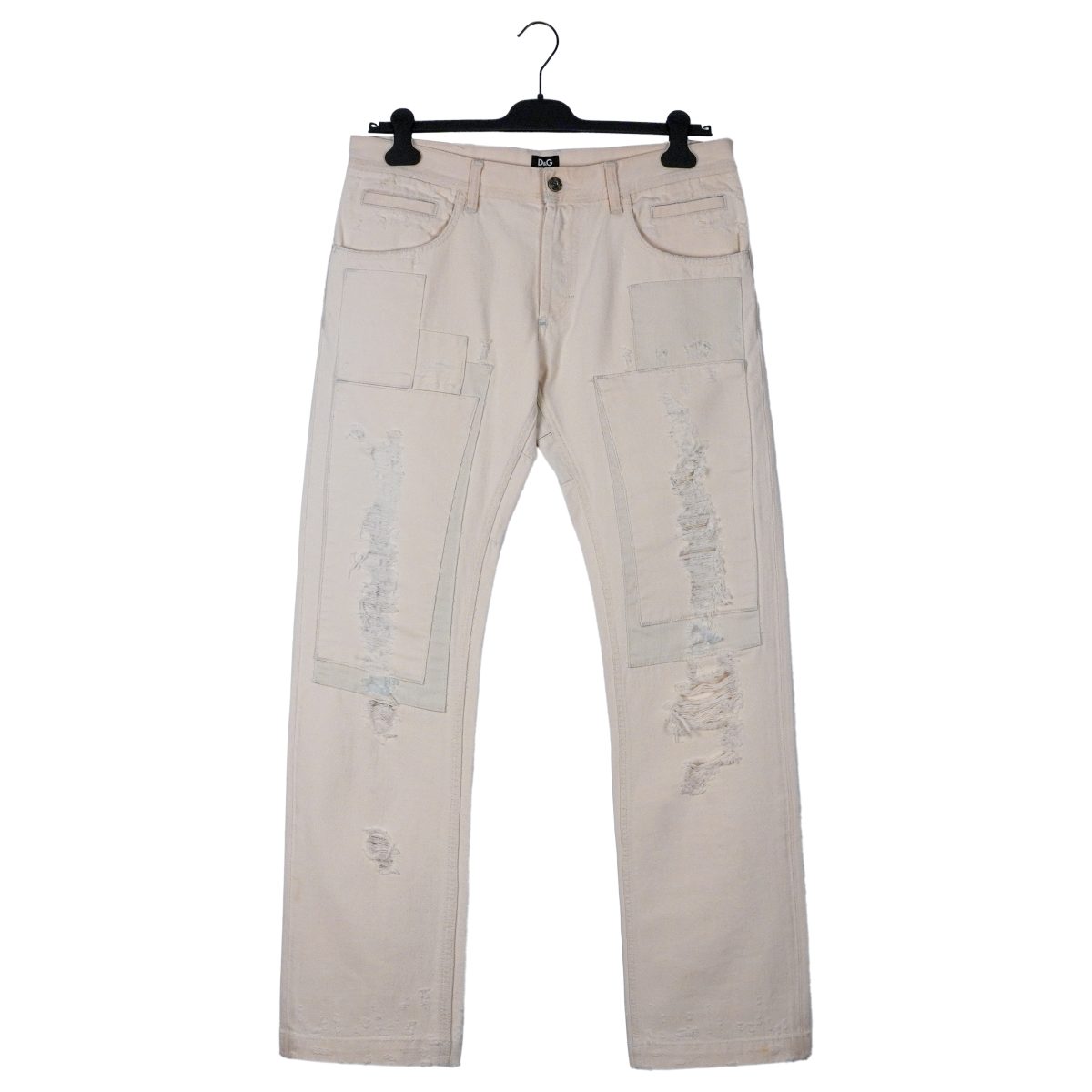 Dolce Gabbana White Distressed Patchwork Denim Pants Jeans
