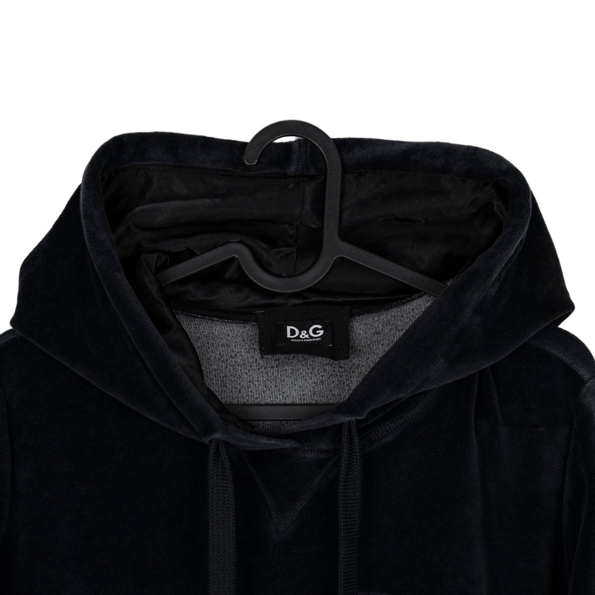 Dolce Gabbana Velour Embroidered Logo Long Hoodie Sweatshirt — photo 3
