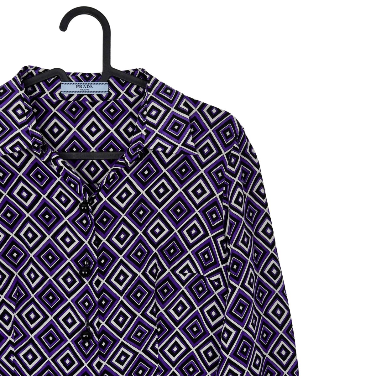 Prada Milano SS12 Purple Silk Geometric Pattern Womens Shirt — photo 4