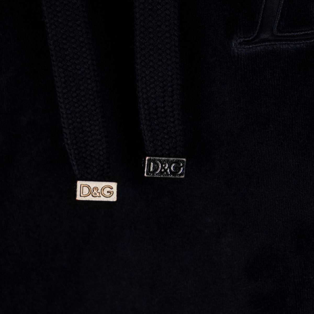 Dolce Gabbana Velour Embroidered Logo Long Hoodie Sweatshirt — photo 6