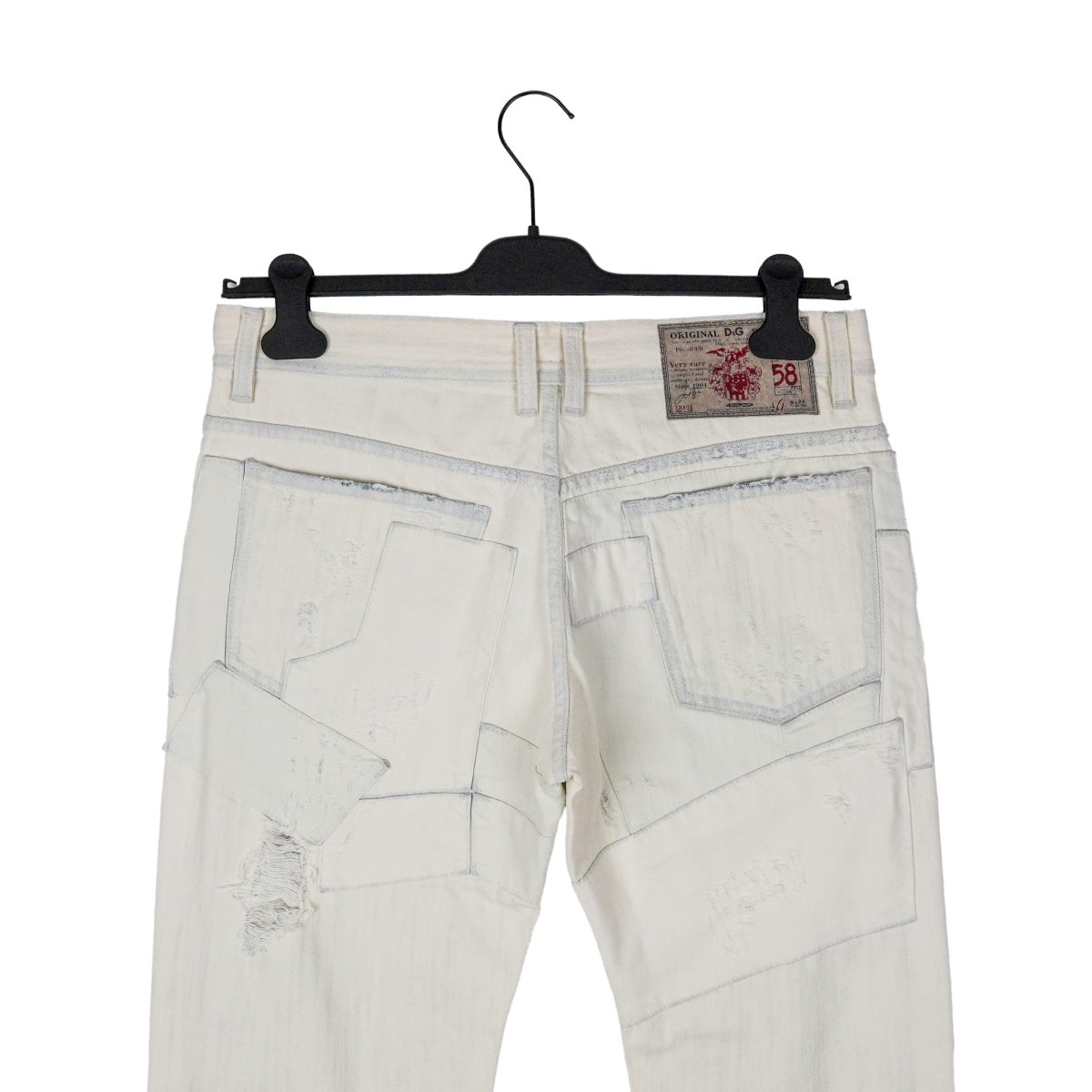 Dolce Gabbana White Distressed Patchwork Denim Pants Jeans — photo 4