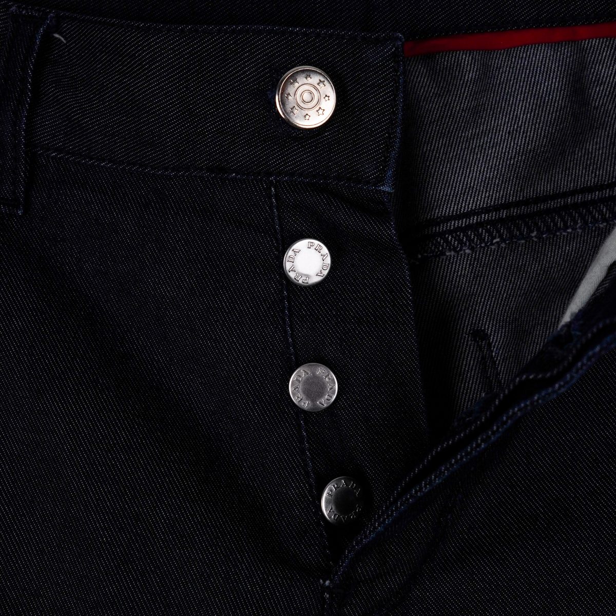 Prada Raw Pure Indigo Denim Tapered Fit Logo Jeans Pants — photo 7