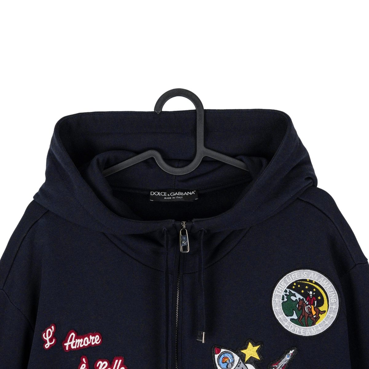 Dolce Gabbana Navy Tab Logo Embroidered Hoodie Sweatshirt — photo 3