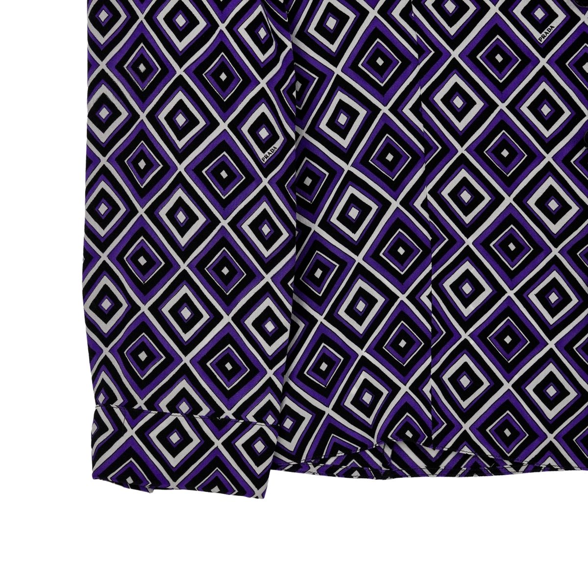 Prada Milano SS12 Purple Silk Geometric Pattern Womens Shirt — photo 10