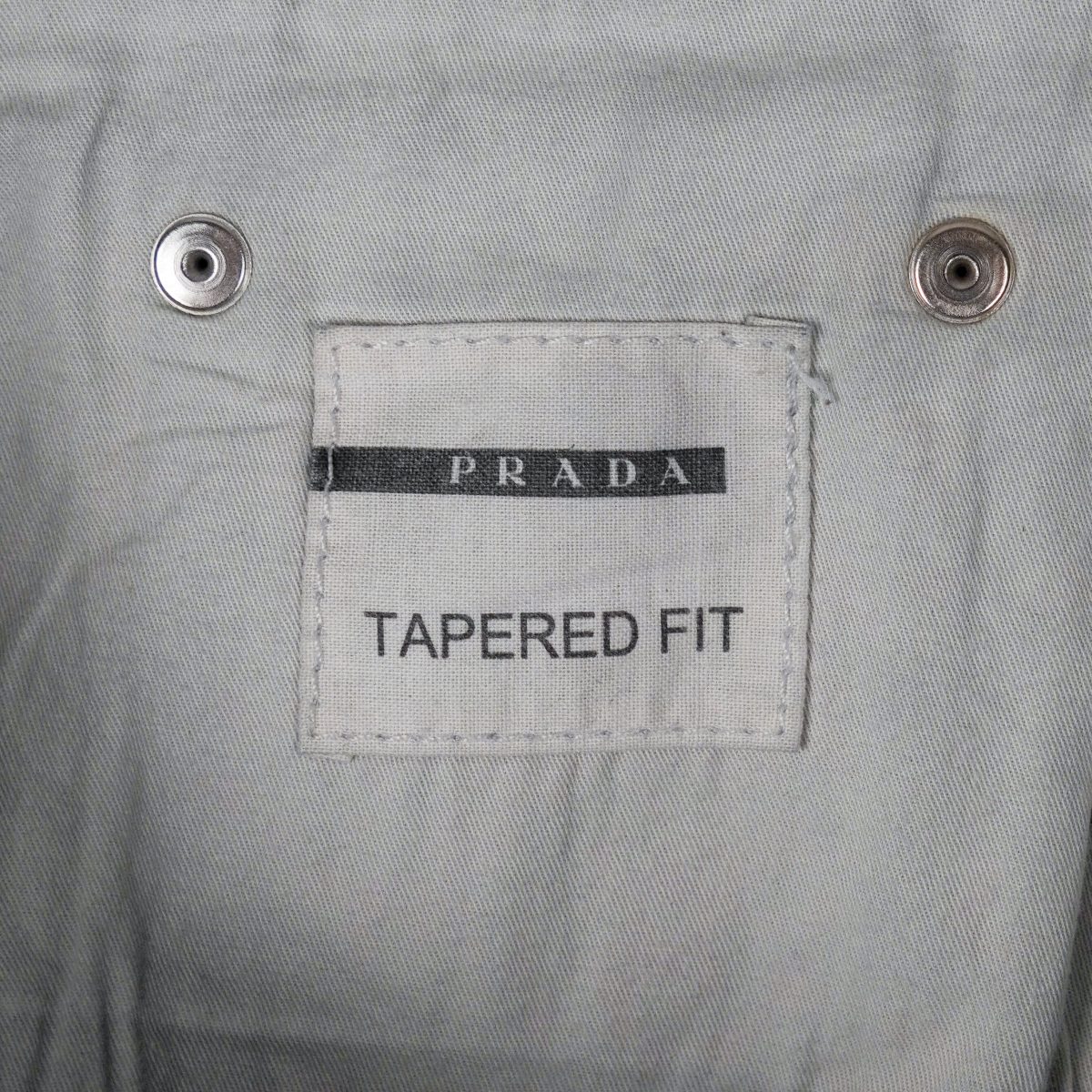 Prada Raw Pure Indigo Denim Tapered Fit Logo Jeans Pants — photo 9