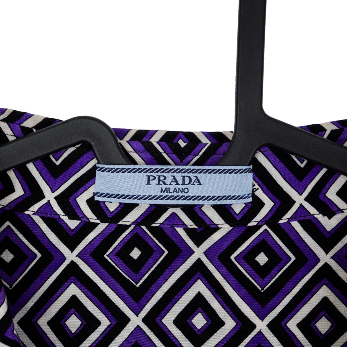 Prada Milano SS12 Purple Silk Geometric Pattern Womens Shirt — photo 11