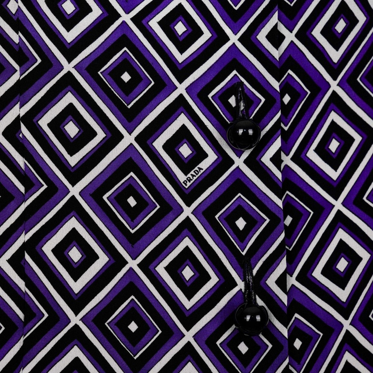Prada Milano SS12 Purple Silk Geometric Pattern Womens Shirt — photo 6