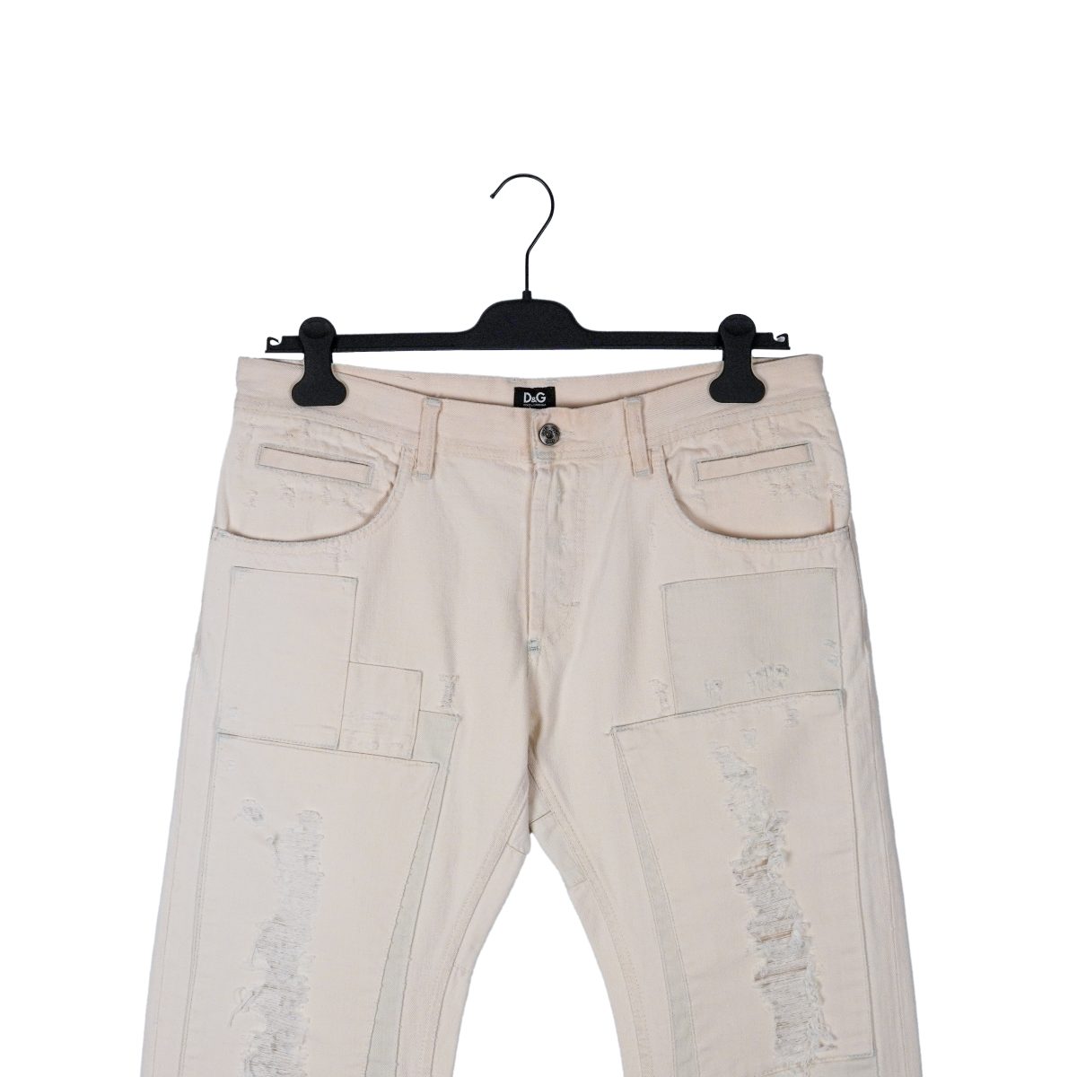 Dolce Gabbana White Distressed Patchwork Denim Pants Jeans — photo 3