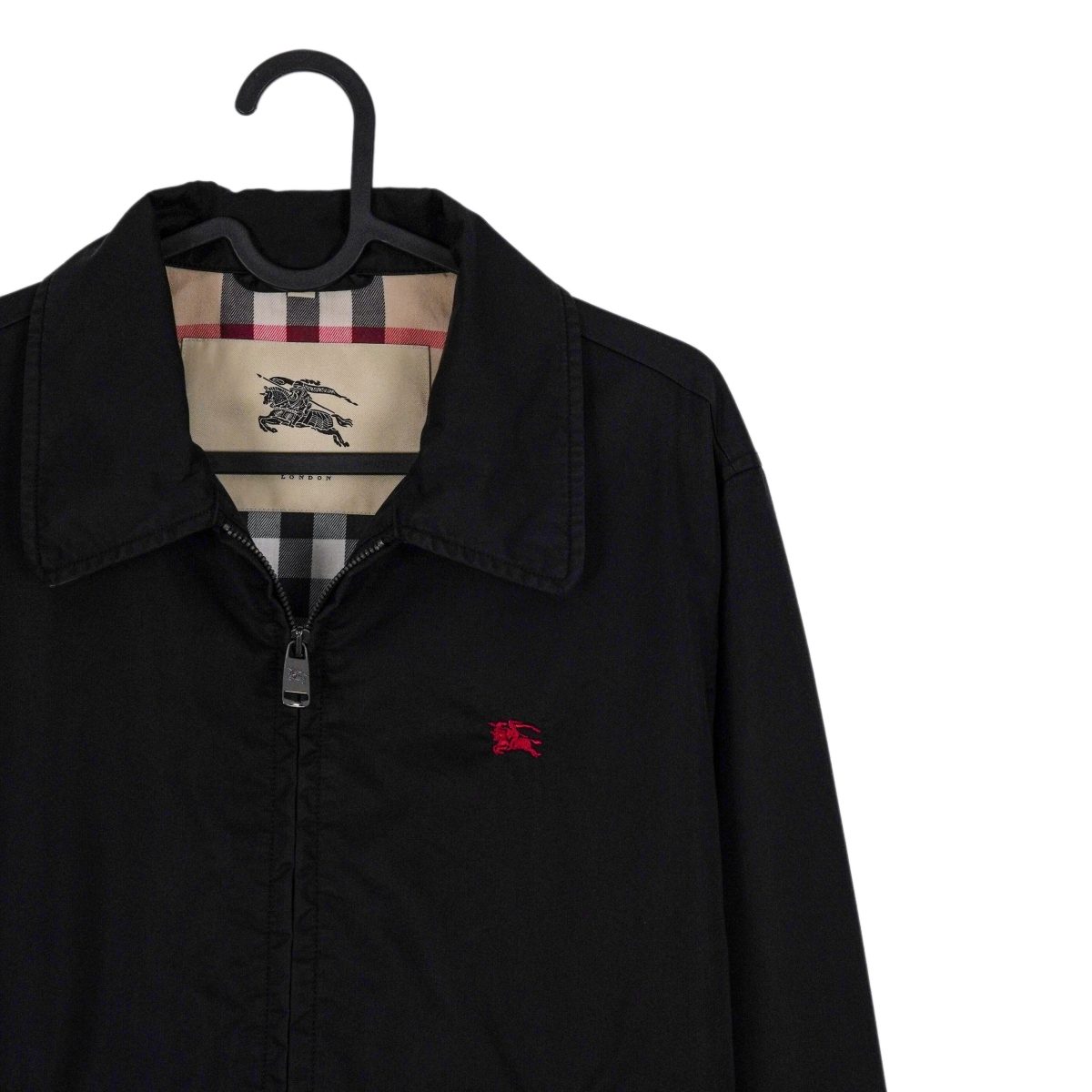 Burberry London Black Nova Check Embroidered Logo Zip Jacket — photo 4