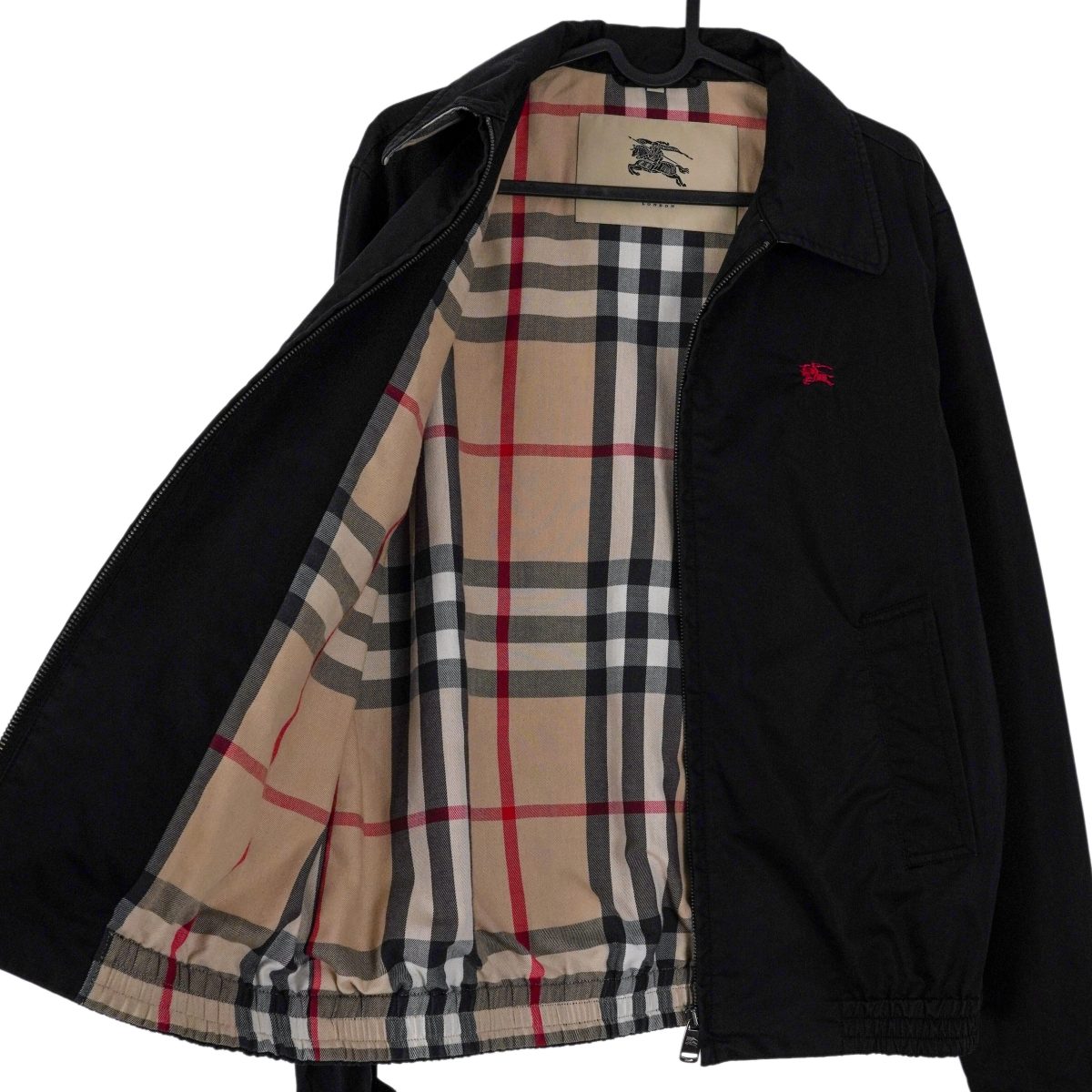 Burberry London Black Nova Check Embroidered Logo Zip Jacket — photo 12
