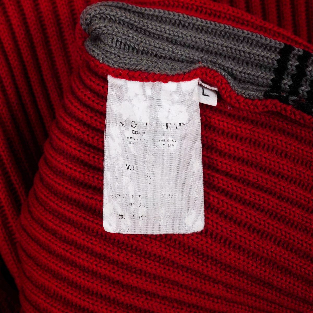 Vintage Stone Island 2001 Red Chunky Wool Turtleneck Sweater — photo 10