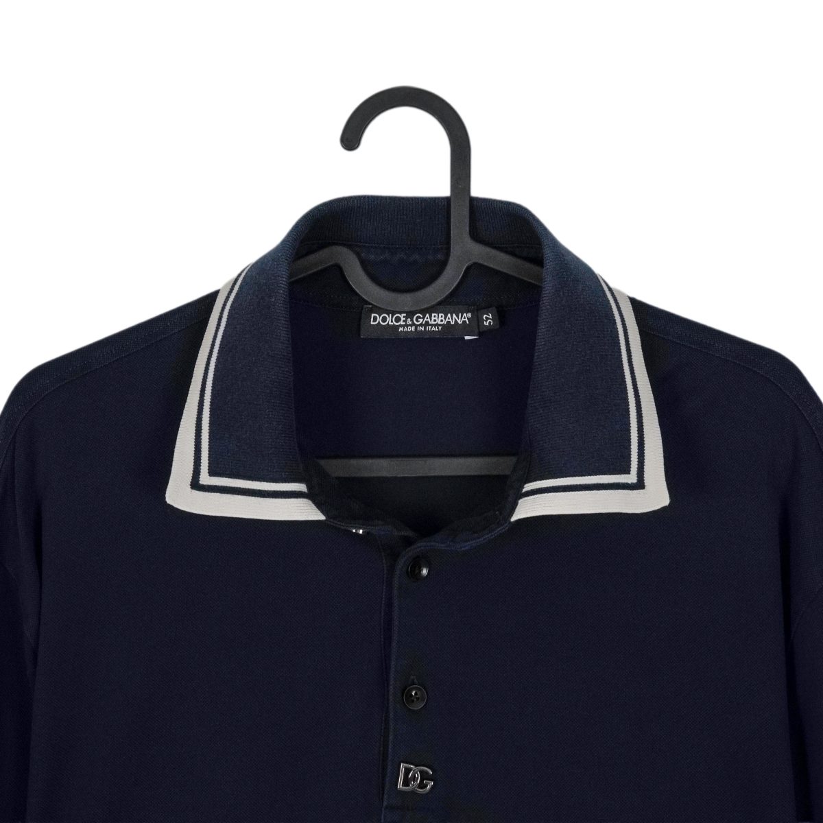 Vintage Dolce Gabbana Navy Metal DG Logo Italian Polo Shirt — photo 2